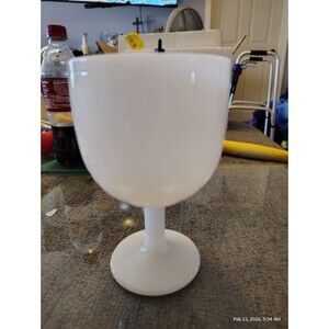 Vintage Milk Glass Water Wine Goblet  Star Design Retro Design